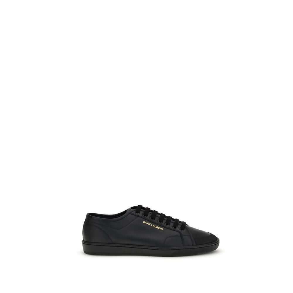 Black Calf Leather Bos Taurus Low Top SneakersSaint Laurent’s Gym Sneakers are a contemporary classic, featuring a lace-up closure and a gold SAINT LAURENT signature on the side that adds a touch of understated luxury. The flat rubber sole ensures comfort