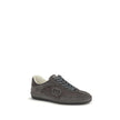 White Leather Low Top SneakersGucci’s G75 Sneakers reinterpret the retro sports aesthetic with premium materials and iconic details. Made of gray suede with GG nylon inserts, they feature a low-slung silhouette and a classic lace-up closure. The leather l