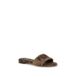 Brown Viscose Flat SandalsFendi’s Sunshine slide Sandals combine comfort and style in a practical and refined slip-on design. Featuring a round open toe, they feature an embroidered logo on the front and a signature insole that completes the look with a t
