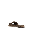 Brown Viscose Flat SandalsFendi’s Sunshine slide Sandals combine comfort and style in a practical and refined slip-on design. Featuring a round open toe, they feature an embroidered logo on the front and a signature insole that completes the look with a t