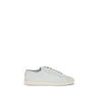 White Calf Leather Bos Taurus Low Top SneakersSaint Laurent’s Gym Sneakers are a contemporary classic, featuring a lace-up closure and a gold SAINT LAURENT signature on the side that adds a touch of understated luxury. The flat rubber sole ensures comfort
