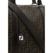 Brown Canvas Luggage And TravelBoston Travel Bag by Fendi, two leather top handles, jacquard design with iconic FF monogram repeated all-over, top closure by double-slider zipper, adjustable and removable leather shoulder strap by snap hooks., large singl