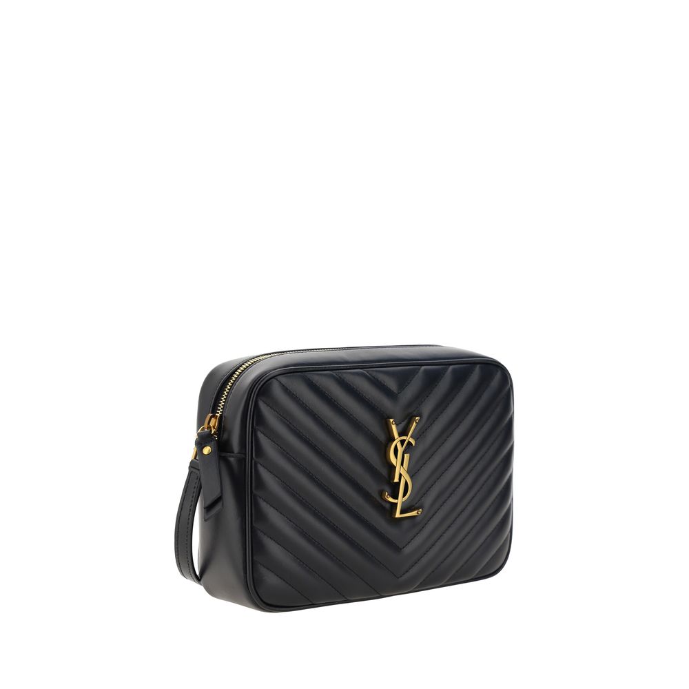 Black Calf Leather Bos Taurus Shoulder BagCalfskin LouLou Shoulder Bag by Saint Laurent, all-over quilted and padded design, top zip fastening, contrasting iconic brand logo plaque on the front, flat shoulder strap, slit pocket on the back, inside welt po