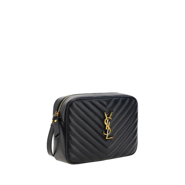 Black Calf Leather Bos Taurus Shoulder BagCalfskin LouLou Shoulder Bag by Saint Laurent, all-over quilted and padded design, top zip fastening, contrasting iconic brand logo plaque on the front, flat shoulder strap, slit pocket on the back, inside welt po