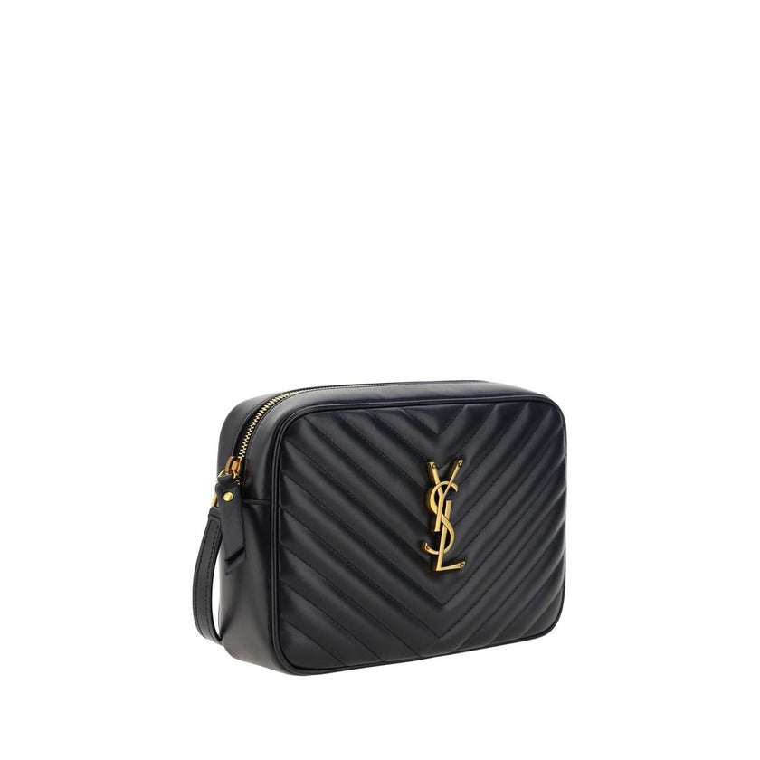 Black Calf Leather Bos Taurus Shoulder BagCalfskin LouLou Shoulder Bag by Saint Laurent, all-over quilted and padded design, top zip fastening, contrasting iconic brand logo plaque on the front, flat shoulder strap, slit pocket on the back, inside welt po