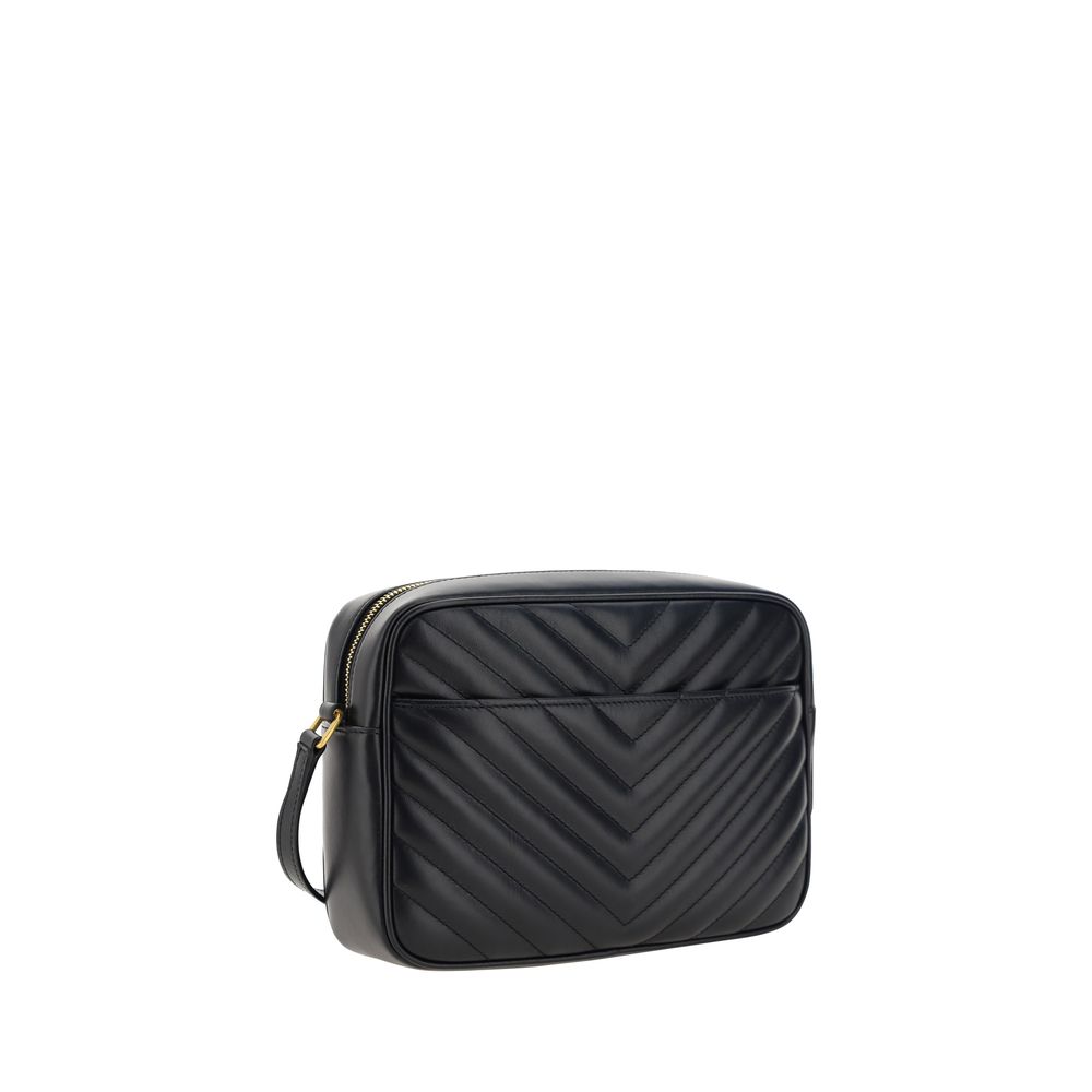 Black Calf Leather Bos Taurus Shoulder BagCalfskin LouLou Shoulder Bag by Saint Laurent, all-over quilted and padded design, top zip fastening, contrasting iconic brand logo plaque on the front, flat shoulder strap, slit pocket on the back, inside welt po