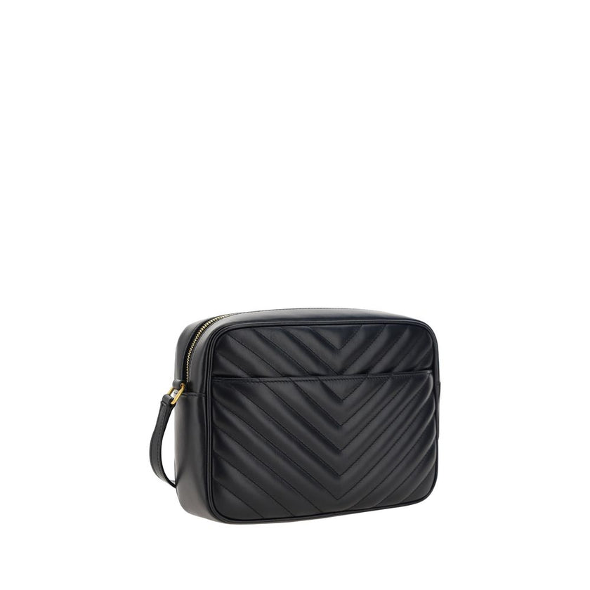 Black Calf Leather Bos Taurus Shoulder BagCalfskin LouLou Shoulder Bag by Saint Laurent, all-over quilted and padded design, top zip fastening, contrasting iconic brand logo plaque on the front, flat shoulder strap, slit pocket on the back, inside welt po