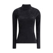 Black Viscose ShirtVersace’s chenille Top combines comfort and sensuality in a design with a bold flair. Featuring long sleeves and a half neck, it is made of a soft chenille that elegantly envelops the silhouette. On the back, a small Medusa studs sign t