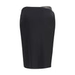 Black Viscose Midi SkirtVersace’s Draped jersey Skirt by Versace is a sophisticated, flowing piece featuring an elegant front drape that enhances the silhouette. The asymmetric hemline adds a modern and dynamic touch, making this skirt perfect for chic an