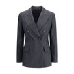 Gray Wool ClothingGucci’s wool Blazer is a classic piece with a bold style, enhanced by distinctive tailoring details. The double-breasted button closure lends structure and sophistication, while the two front welt flap pockets add functionality and symme