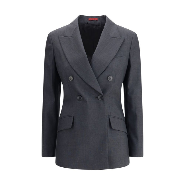 Gray Wool ClothingGucci’s wool Blazer is a classic piece with a bold style, enhanced by distinctive tailoring details. The double-breasted button closure lends structure and sophistication, while the two front welt flap pockets add functionality and symme