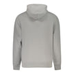 Gray Recycled Polyester Men SweaterElevate your casual wardrobe with the unmistakable style of Calvin Klein. This sleek, long-sleeved hooded sweatshirt, crafted from a cozy blend of cotton and recycled polyester, balances comfort with eco-conscious fashio
