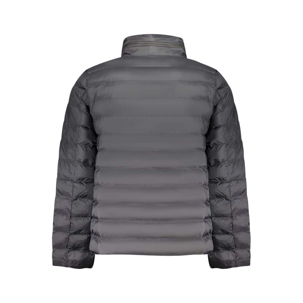 Black Polyamide Men JacketStep into the world of sleek sophistication with this Calvin Klein masterpiece. Designed to combat the elements in style, this jacket boasts long sleeves, a versatile removable hood, and a trio of pockets to keep your essentials