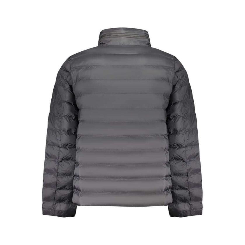 Black Polyamide Men JacketStep into the world of sleek sophistication with this Calvin Klein masterpiece. Designed to combat the elements in style, this jacket boasts long sleeves, a versatile removable hood, and a trio of pockets to keep your essentials