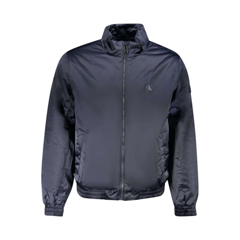 Blue Polyester Men JacketElevate your style regardless of the weather with this Calvin Klein jacket, boasting water and wind resistance for your urban adventures. The brilliant blue hue complements the sleek design, featuring a smart print, chic applique,