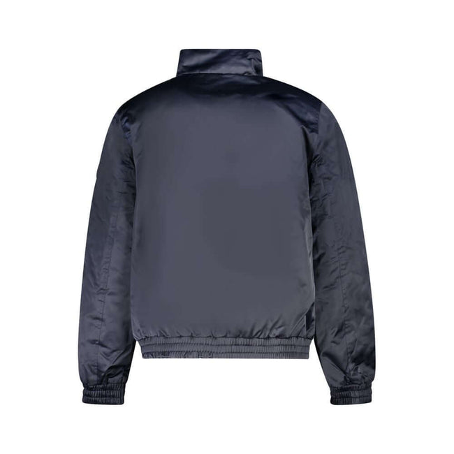 Blue Polyester Men JacketElevate your style regardless of the weather with this Calvin Klein jacket, boasting water and wind resistance for your urban adventures. The brilliant blue hue complements the sleek design, featuring a smart print, chic applique,