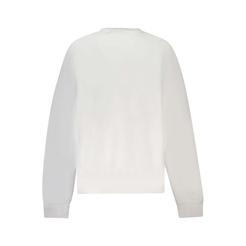 White Cotton Women SweaterStep into the world of ultimate sophistication with the Calvin Klein long-sleeved sweatshirt, where comfort meets high-end fashion. Indulge in the plush warmth of its brushed interior, designed to take you through the seasons in