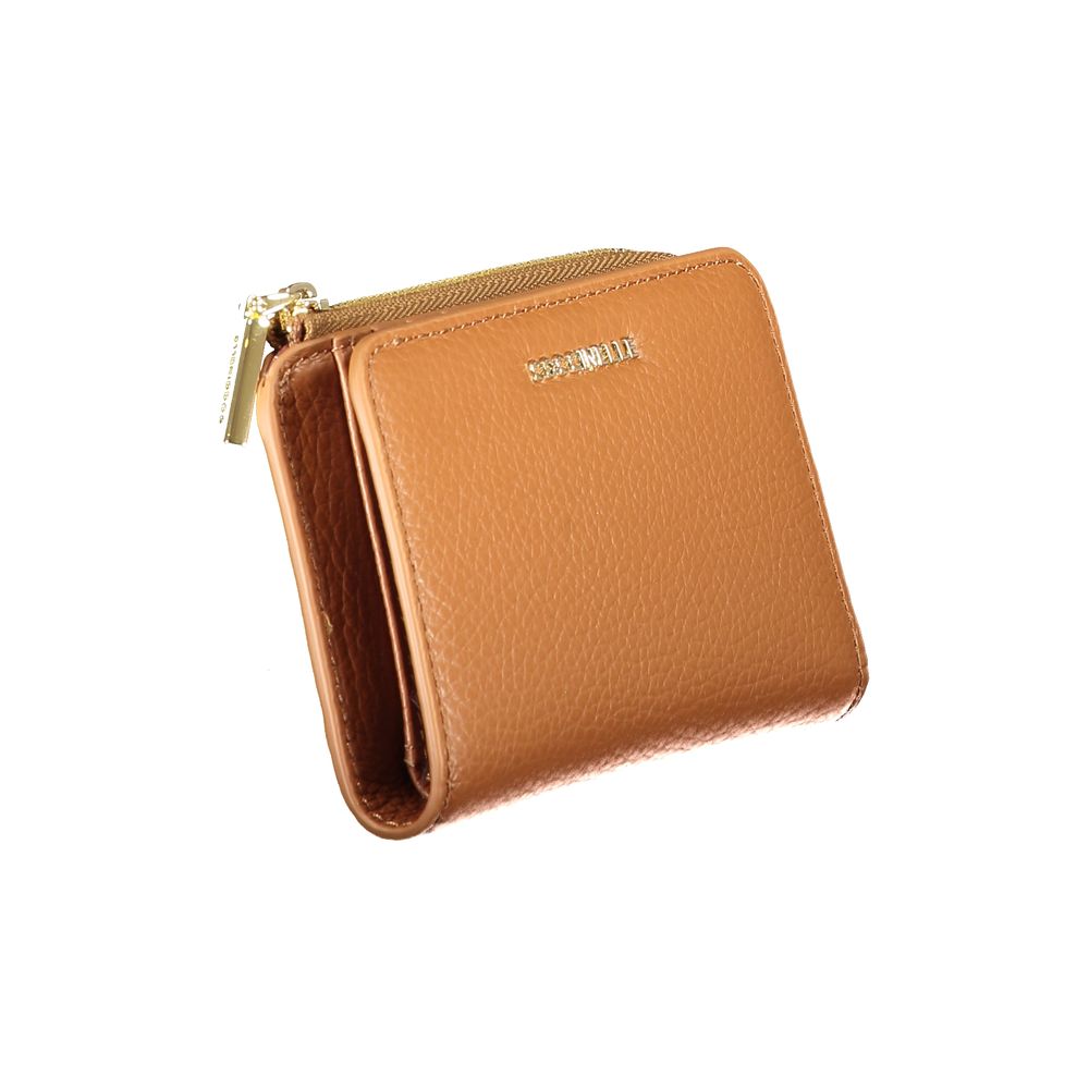 Brown Leather Women’s Wallet with Zip & Snap Closure