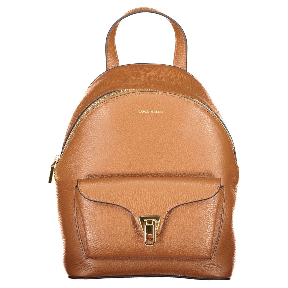 Marrone Leather Backpack with Print by COCCINELLE