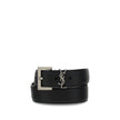 Black Lamb Ovis Aries Aries Regular BeltCalfskin Leather Belt by Saint Laurent, realized in lamb nappa leather characterized by iconic metal Monogram motif belt keeper, snap-fit buckle closure. Season: AW25 Composition: GENERAL 100% Lamb Ovis Aries Aries