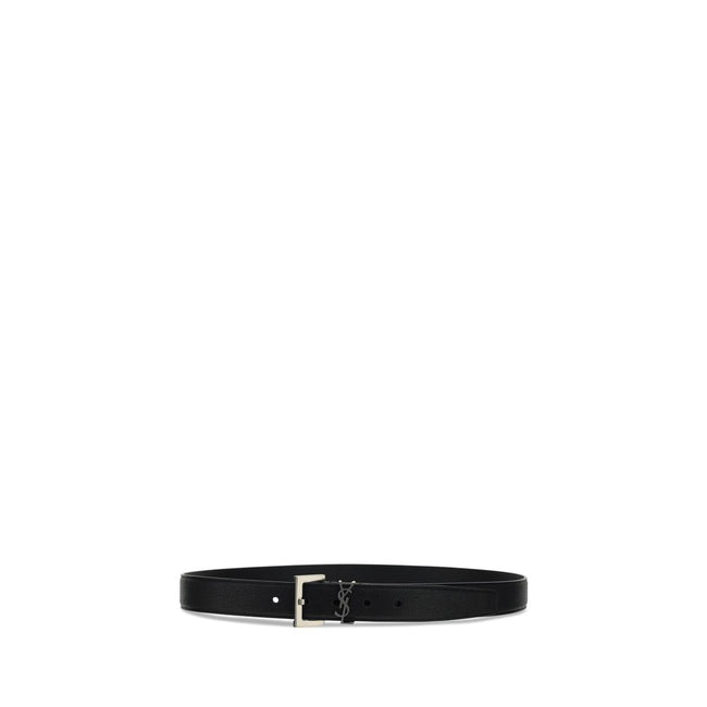 Black Lamb Ovis Aries Aries Regular BeltCalfskin Leather Belt by Saint Laurent, realized in lamb nappa leather characterized by iconic metal Monogram motif belt keeper, snap-fit buckle closure. Season: AW25 Composition: GENERAL 100% Lamb Ovis Aries Aries