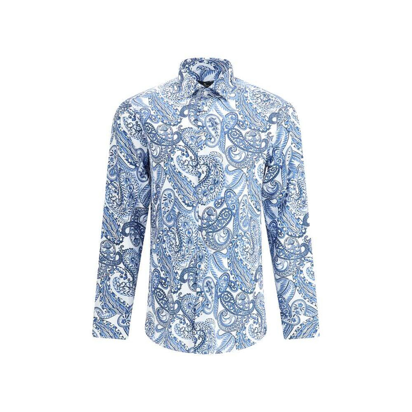 Light Blue Cotton Pattern ShirtEtro’s paisley print Shirt embodies the Maison’s distinctive elegance, reinterpreting the iconic motif in a contemporary key. Made with a regular fit, it is completed with a French collar, double-button cuffs and front butto