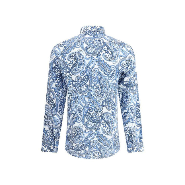 Light Blue Cotton Pattern ShirtEtro’s paisley print Shirt embodies the Maison’s distinctive elegance, reinterpreting the iconic motif in a contemporary key. Made with a regular fit, it is completed with a French collar, double-button cuffs and front butto