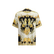 Multicolor Silk Shortsleeve ShirtVersace’s silk Theatre Shirt is a short-sleeved design with a Cuban collar and front button closure. The exclusive print depicts corals, shells and mermaids, enhanced by theatrical elements that express the Maison’s deep c