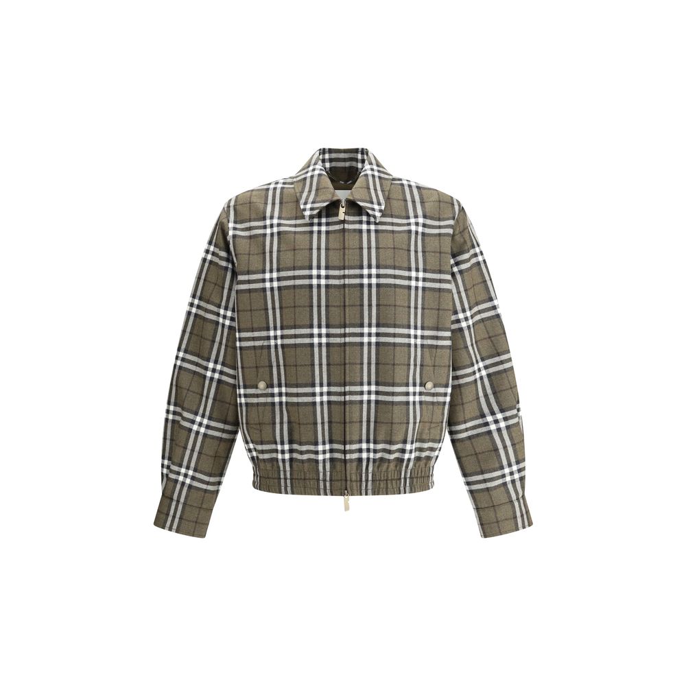 Green Wool BomberBurberry’s check pattern wool Harrington Jacket is a sophisticated interpretation of a timeless classic. Made of wool with the house’s unmistakable check pattern, it features a double-slider zipper closure, side welt pockets with snap but