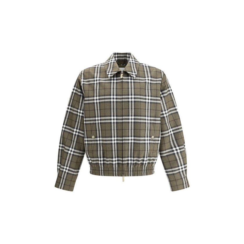 Green Wool BomberBurberry’s check pattern wool Harrington Jacket is a sophisticated interpretation of a timeless classic. Made of wool with the house’s unmistakable check pattern, it features a double-slider zipper closure, side welt pockets with snap but