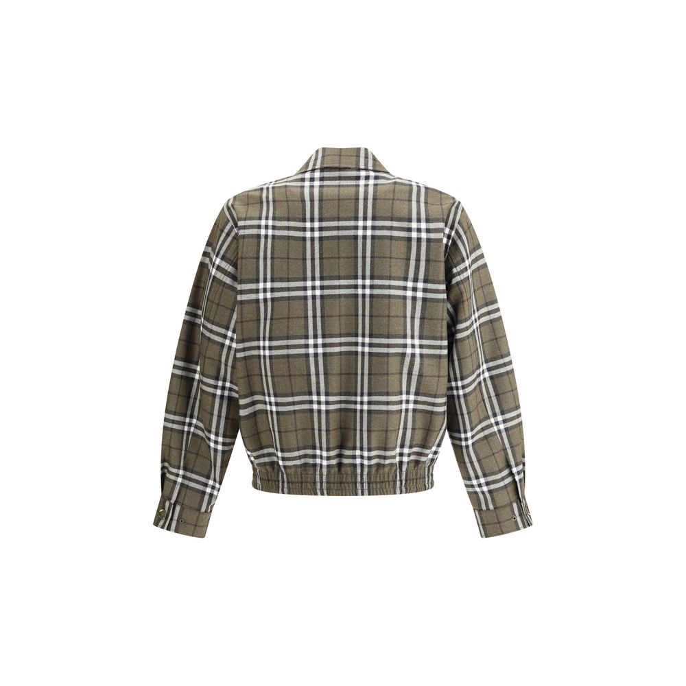 Green Wool BomberBurberry’s check pattern wool Harrington Jacket is a sophisticated interpretation of a timeless classic. Made of wool with the house’s unmistakable check pattern, it features a double-slider zipper closure, side welt pockets with snap but