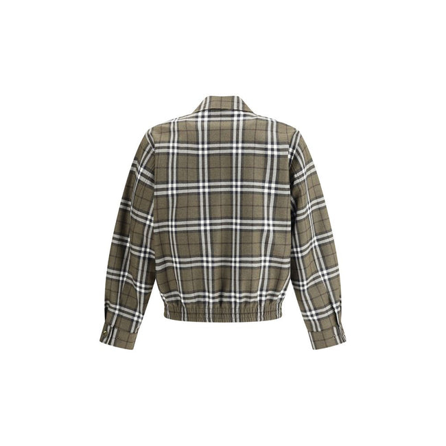 Green Wool BomberBurberry’s check pattern wool Harrington Jacket is a sophisticated interpretation of a timeless classic. Made of wool with the house’s unmistakable check pattern, it features a double-slider zipper closure, side welt pockets with snap but