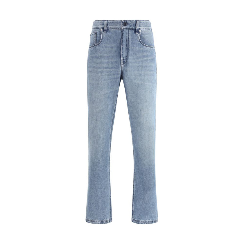 Light Blue Cotton Straight-Leg JeansFendi’s straight Jeans combine essential style with iconic details from the Maison. Featuring a straight silhouette and slim fit, they feature a classic 5-pocket design finished with rivets and custom buttons. A zip-and