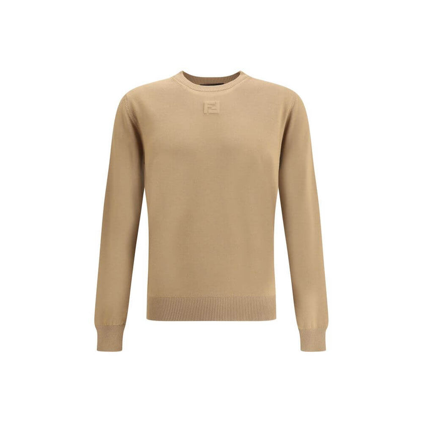 Beige Fleece Wool SweatshirtFendi’s Wool Sweater is a classic and refined piece, crafted with ribbed detailing on the crew neck, hem and cuffs for a comfortable and curated fit. The brand’s iconic logo, stitched tone-on-tone on the front, adds an understa
