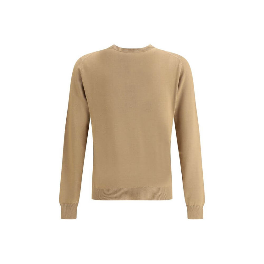 Beige Fleece Wool SweatshirtFendi’s Wool Sweater is a classic and refined piece, crafted with ribbed detailing on the crew neck, hem and cuffs for a comfortable and curated fit. The brand’s iconic logo, stitched tone-on-tone on the front, adds an understa