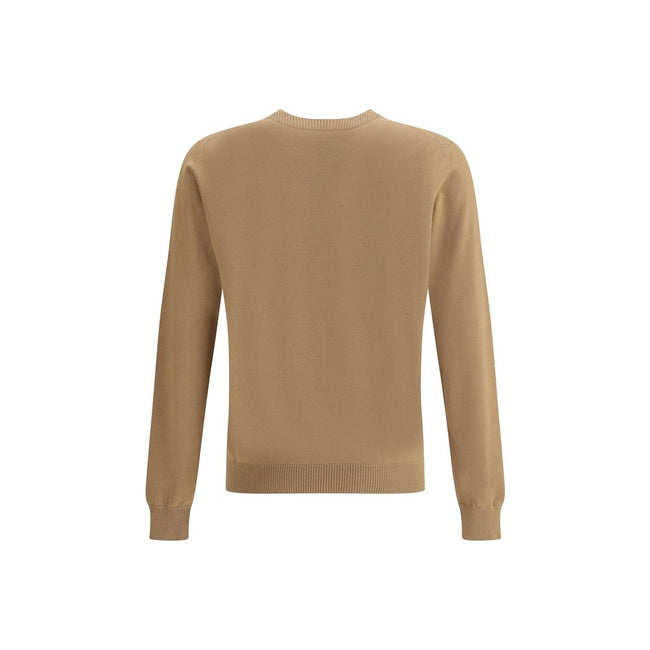 Beige Fleece Wool SweatshirtVirgin wool Sweater by Fendi features a ribbed crew neck, cuffs and hem for a comfortable and defined fit. The zippered slit pocket adds a practical and modern touch, while the iconic embossed FF logo gives the garment a distin