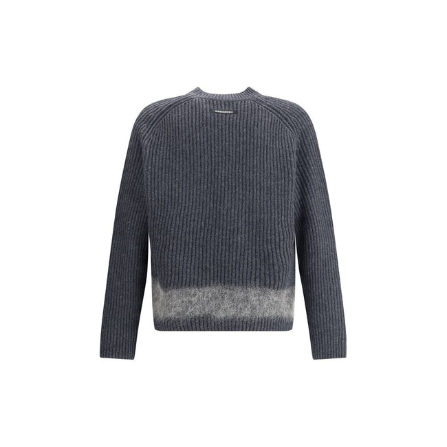 Gray Wool SweatshirtThe Ribbed wool Sweater by Dsquared2 combines urban style and quality craftsmanship in a garment with a strong character. Made of ribbed wool knit, it is enhanced with a tone-on-tone wool card insert that adds depth and texture to the