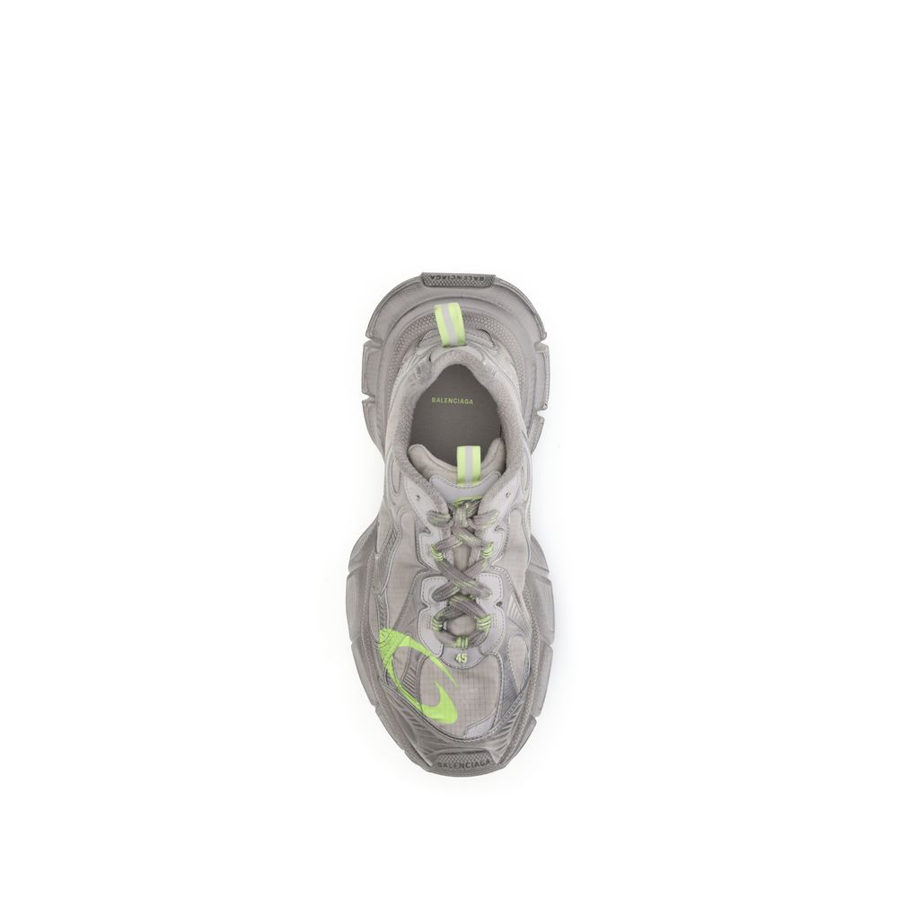 Gray Polyester Athletic SneakersBalenciaga’s 3XL Sneakers combine oversized aesthetics and high-tech details in a combination of mesh and polyurethane in shades of taupe and neon yellow. Featuring a lace-up closure and round toe, it features logo letterin