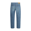 Blue Cotton Straight-Leg JeansSaint Laurent’s Mick Jeans are a timeless classic cut, crafted with a long straight-leg silhouette and a mid-rise waist. The five-pocket design is complemented by a zippered flap and button closure, while belt loops at the wa