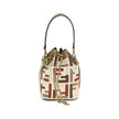 Multicolor Canvas Backet BagFendi’s Mon Tresor Bucket Bag is a style icon with a compact yet surprisingly roomy silhouette, perfect for accompanying every moment of the day. Made of natural-colored canvas, it is embellished with the embroidered FF motif e