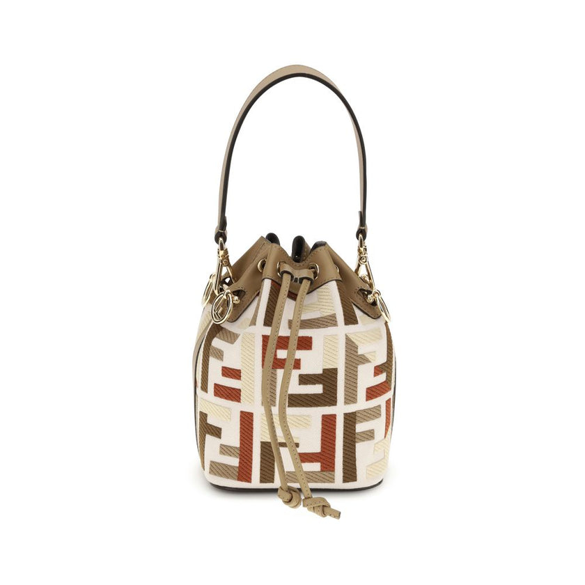 Multicolor Canvas Backet BagFendi’s Mon Tresor Bucket Bag is a style icon with a compact yet surprisingly roomy silhouette, perfect for accompanying every moment of the day. Made of natural-colored canvas, it is embellished with the embroidered FF motif e