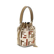 Multicolor Canvas Backet BagFendi’s Mon Tresor Bucket Bag is a style icon with a compact yet surprisingly roomy silhouette, perfect for accompanying every moment of the day. Made of natural-colored canvas, it is embellished with the embroidered FF motif e