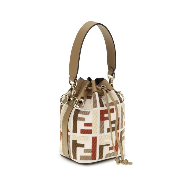 Multicolor Canvas Backet BagFendi’s Mon Tresor Bucket Bag is a style icon with a compact yet surprisingly roomy silhouette, perfect for accompanying every moment of the day. Made of natural-colored canvas, it is embellished with the embroidered FF motif e