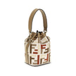 Multicolor Canvas Backet BagFendi’s Mon Tresor Bucket Bag is a style icon with a compact yet surprisingly roomy silhouette, perfect for accompanying every moment of the day. Made of natural-colored canvas, it is embellished with the embroidered FF motif e