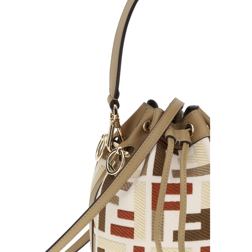 Multicolor Canvas Backet BagFendi’s Mon Tresor Bucket Bag is a style icon with a compact yet surprisingly roomy silhouette, perfect for accompanying every moment of the day. Made of natural-colored canvas, it is embellished with the embroidered FF motif e