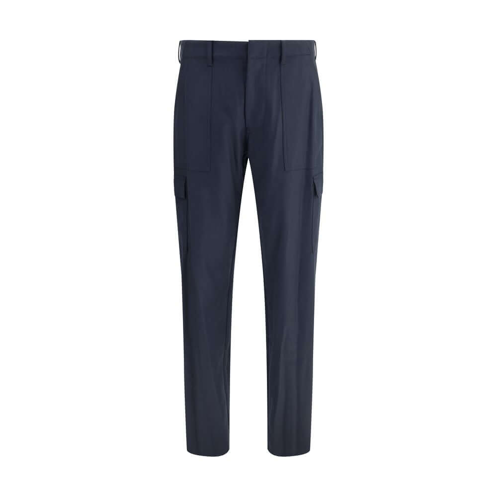 Blue Wool Cargo PantsEtro’s Flannel cargo Pants reinterpret a utility icon with the Maison’s signature elegance. Made of soft flannel, they feature a zipper and hook-and-eye closure, belt loops at the waist and a functional design enriched by two large si