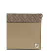 Beige Leather Clutch BagFendi’s Pouch combines elegance and practicality with its fine workmanship in smooth leather and black FF canvas. Enriched by the application of the FF metal logo, it features a zipper closure and palladium-finish metal hardware. T
