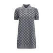Gray Wool Casual DressGucci’s GG Supreme Polo Dress reinterprets the house’s iconic print in a short, sporty silhouette. Made with the classic GG Supreme pattern, it is complemented by a ribbed collar and hems that emphasize its tennis-inspired style. The