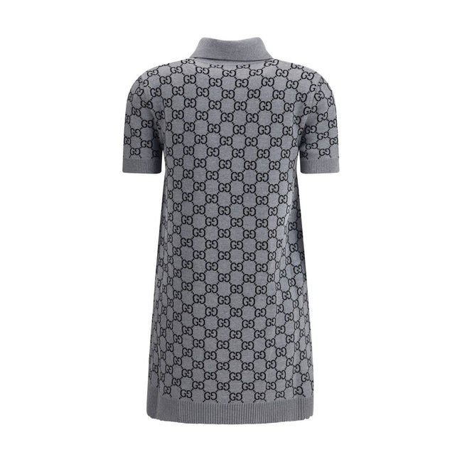 Gray Wool Casual DressGucci’s GG Supreme Polo Dress reinterprets the house’s iconic print in a short, sporty silhouette. Made with the classic GG Supreme pattern, it is complemented by a ribbed collar and hems that emphasize its tennis-inspired style. The