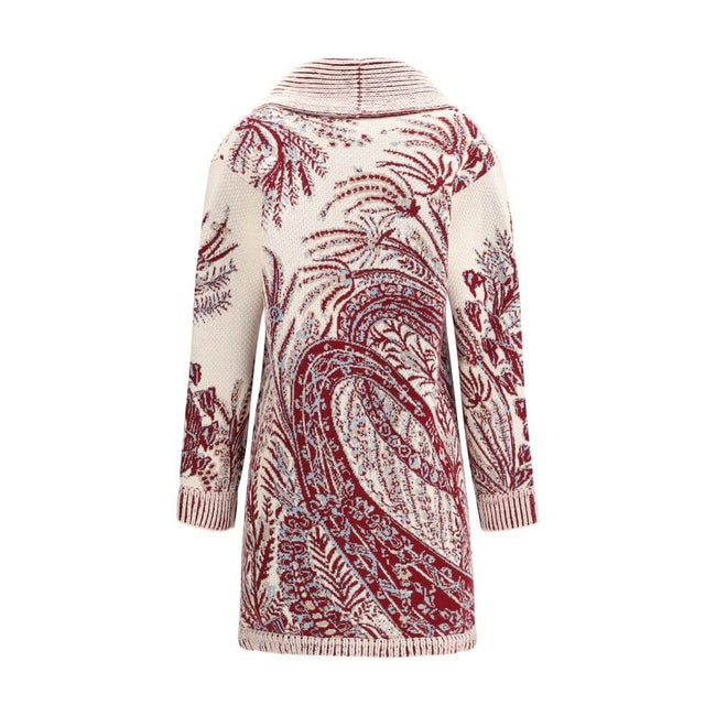 Multicolor Wool CardiganEtro’s maxi Cardigan expresses all the brand’s charm through a refined Paisley floral jacquard pattern. Crafted from a soft wool and cotton blend, it features an over fit, shawl lapels, two large patch pockets and ribbed trim for a